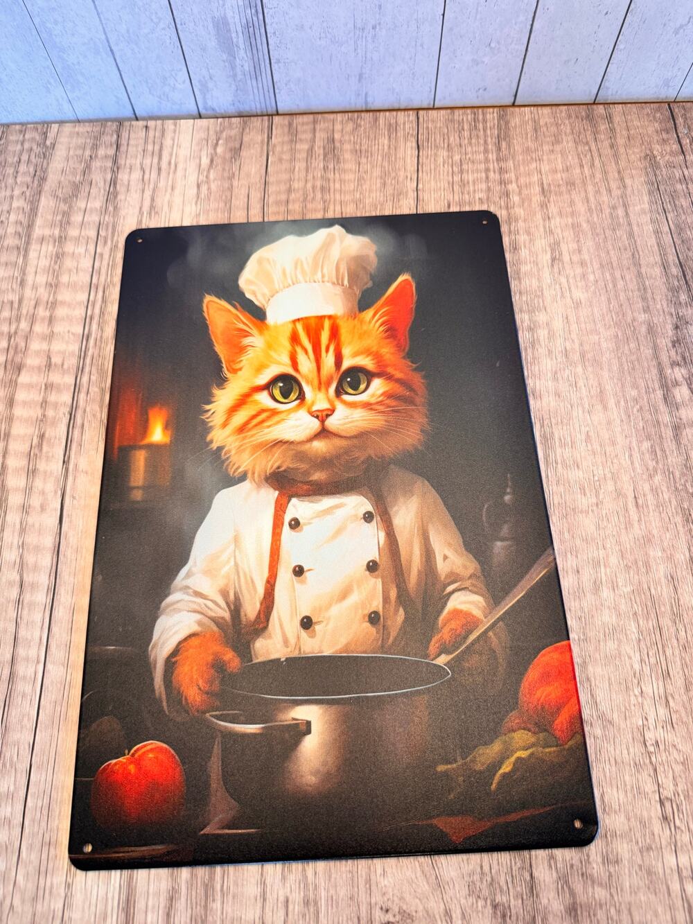 Chef Kitty Metal Sign Cute Cat Chef Cat Metal Home Decor FAST SHIP